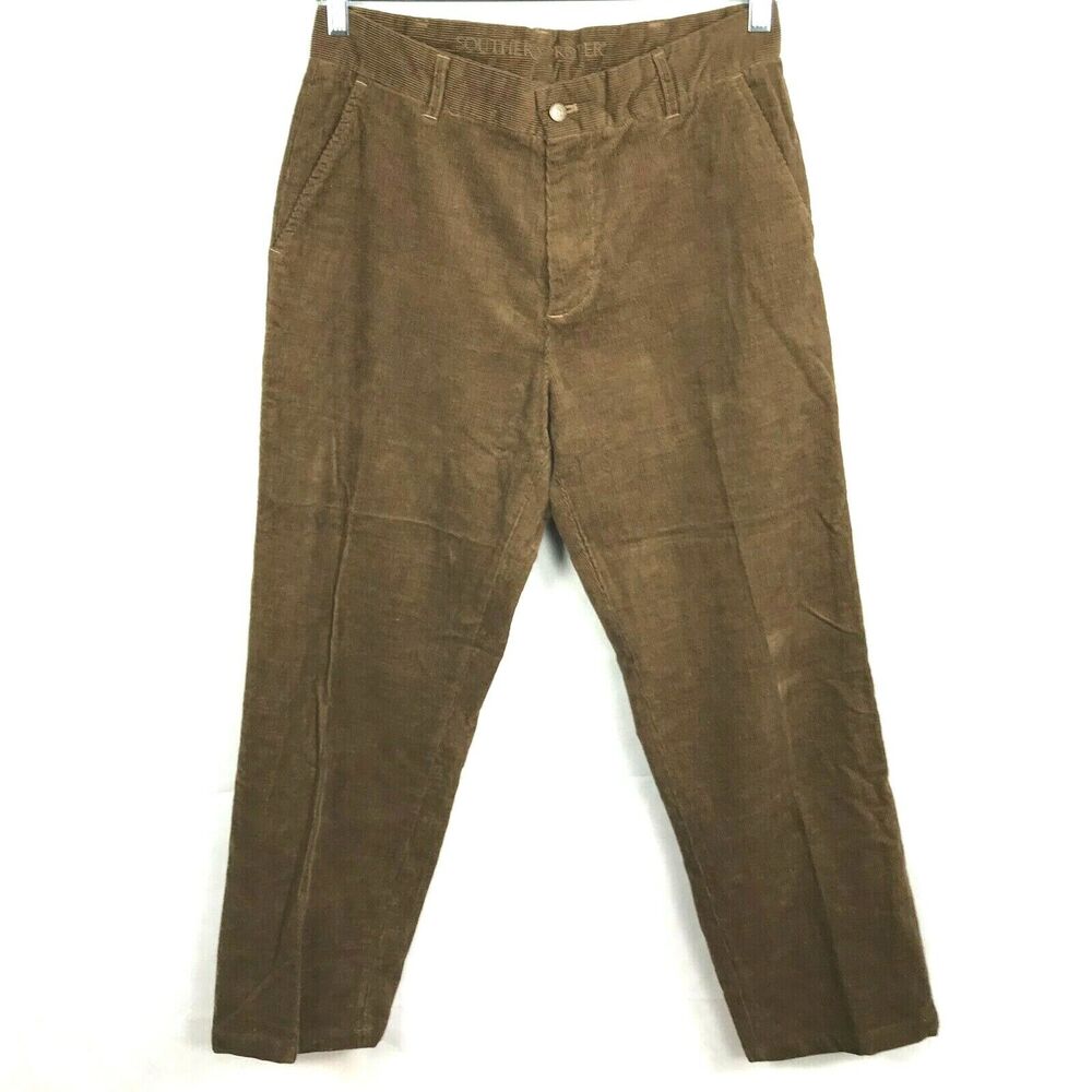 Southern Proper Pants Mens Sz 32 Brown Corduroy Straight Leg Pockets‎ Logo